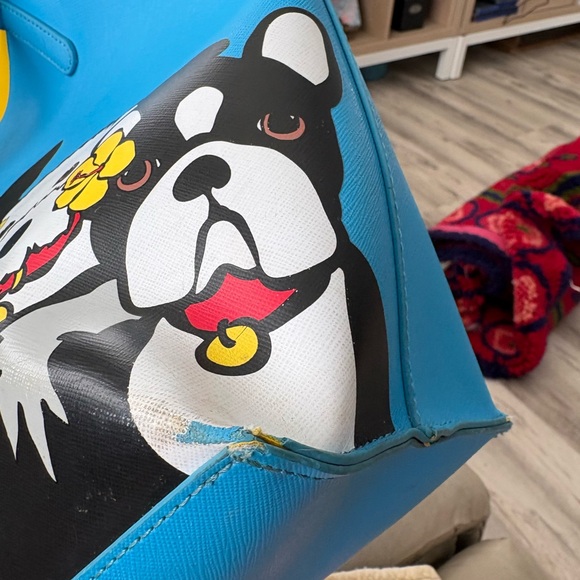 Marc Tetro Rare group dog 🐶 Blue Tote Bag with Playful Dog Print - Picture 6 of 11